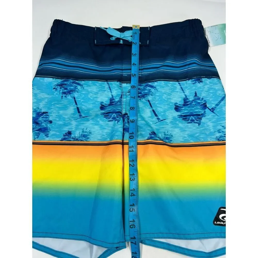 Laguna Boys Blue Palm Tree Swim Trunks UPF 50 Size‎ M 10/12